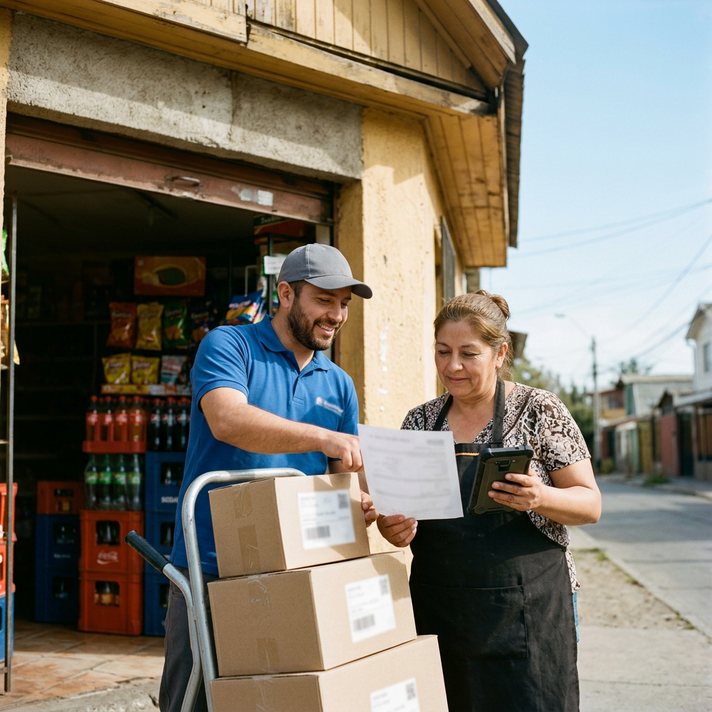Entrega de mercadería en consignación a la encargada de un almacén de barrio
