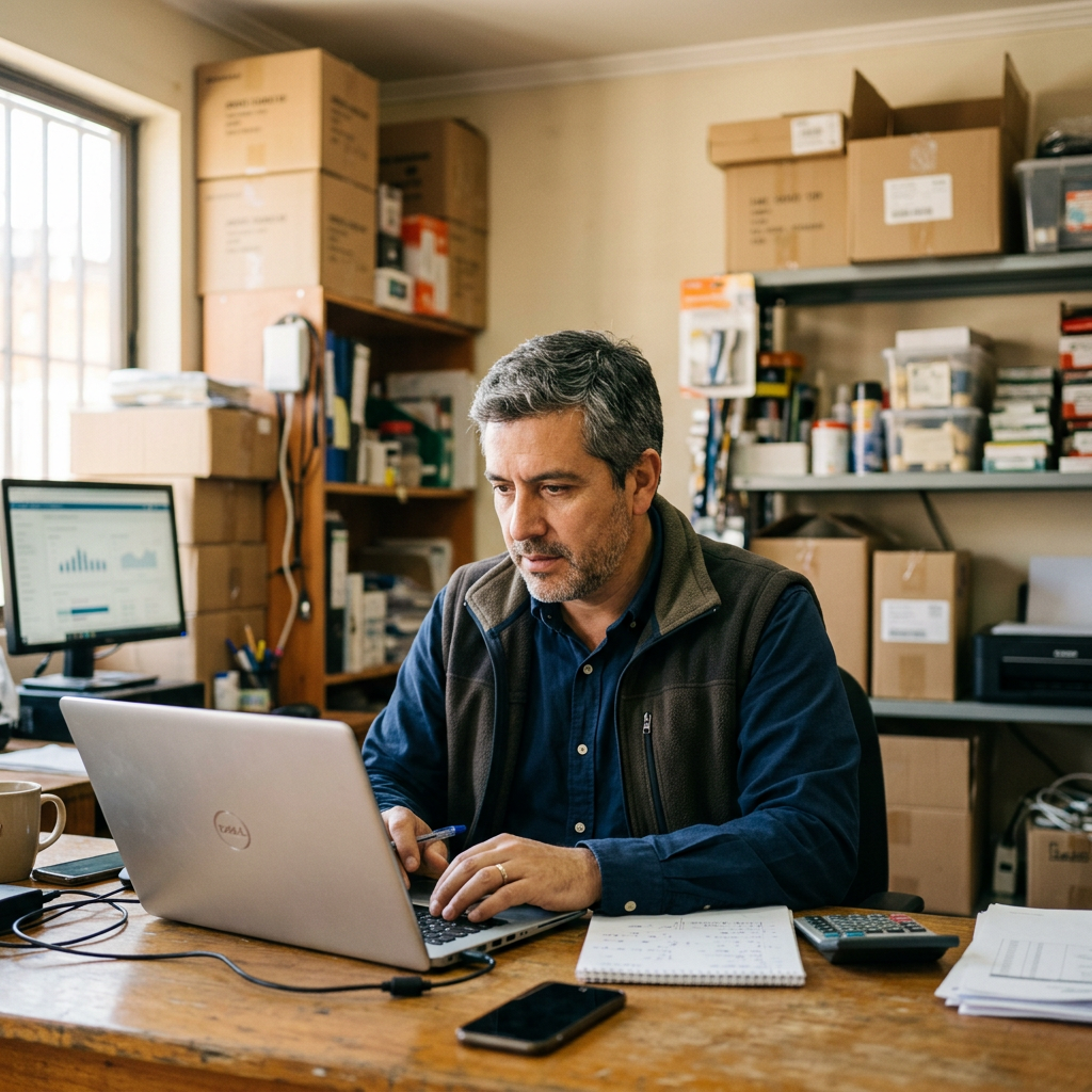 Administración de un comercio revisando la contabilidad consolidada en Tokem ERP